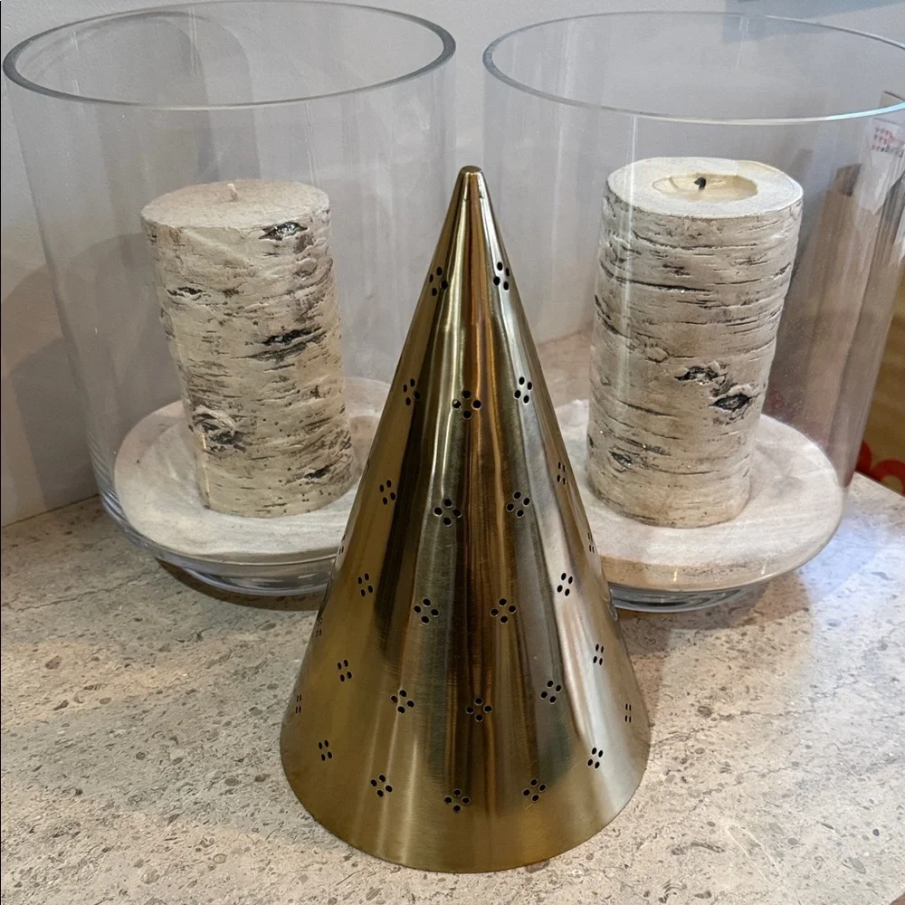 West Elm Punched Metal Table Top Gold Decorative Christmas Tree